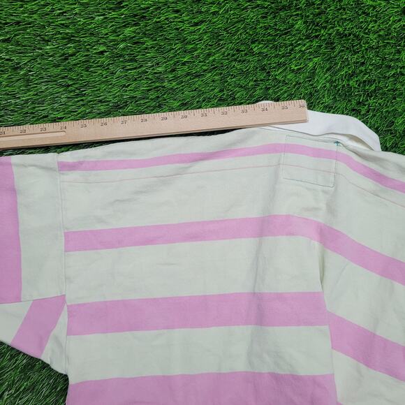 Vintage Y2K Columbiaknit Rugby Shirt Mens XL USA Made Pink Stripe Preppy Ivy - Picture 8 of 10